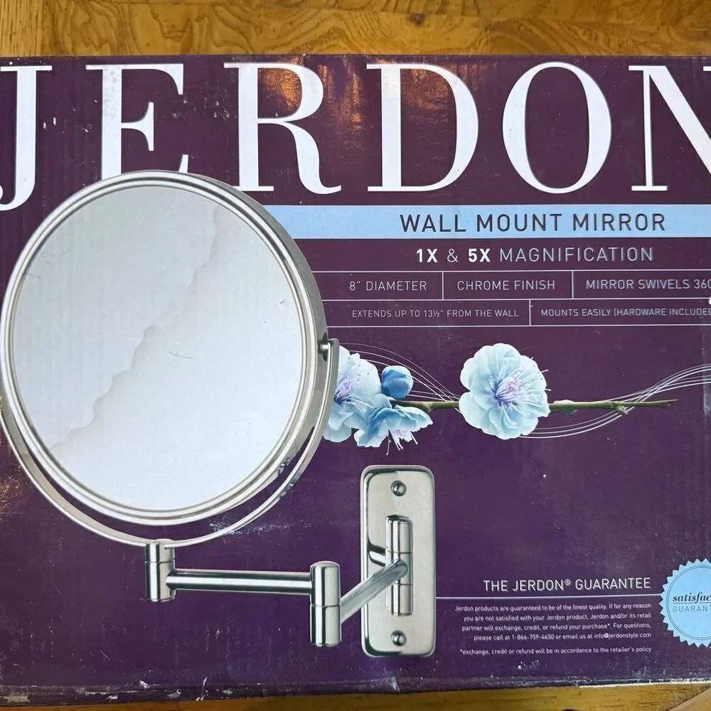 Silver Wall Mounted Mirror with Adjustable Arm